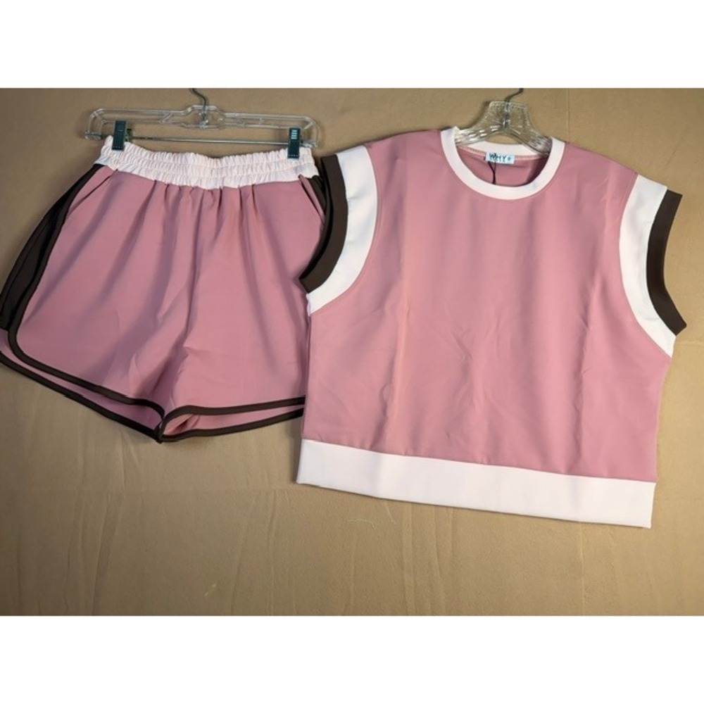 WHY Dress Mauve Pink Colorblock 2 Piece Shorts Top Set Size Small NWT